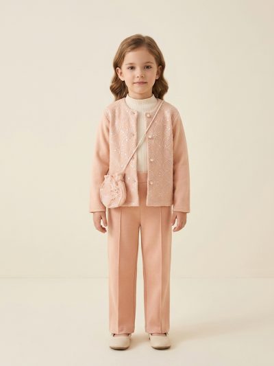 5221 GIRLS SET WITH BAG PINK