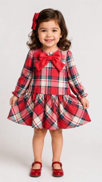 5275 GIRLS TARTAN DRESS