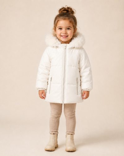 8454 BABY GIRLS COAT IVORY